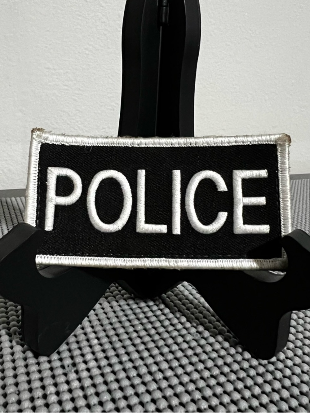 “POLICE” 4”x2” Hook & Loop Patch in Black/White